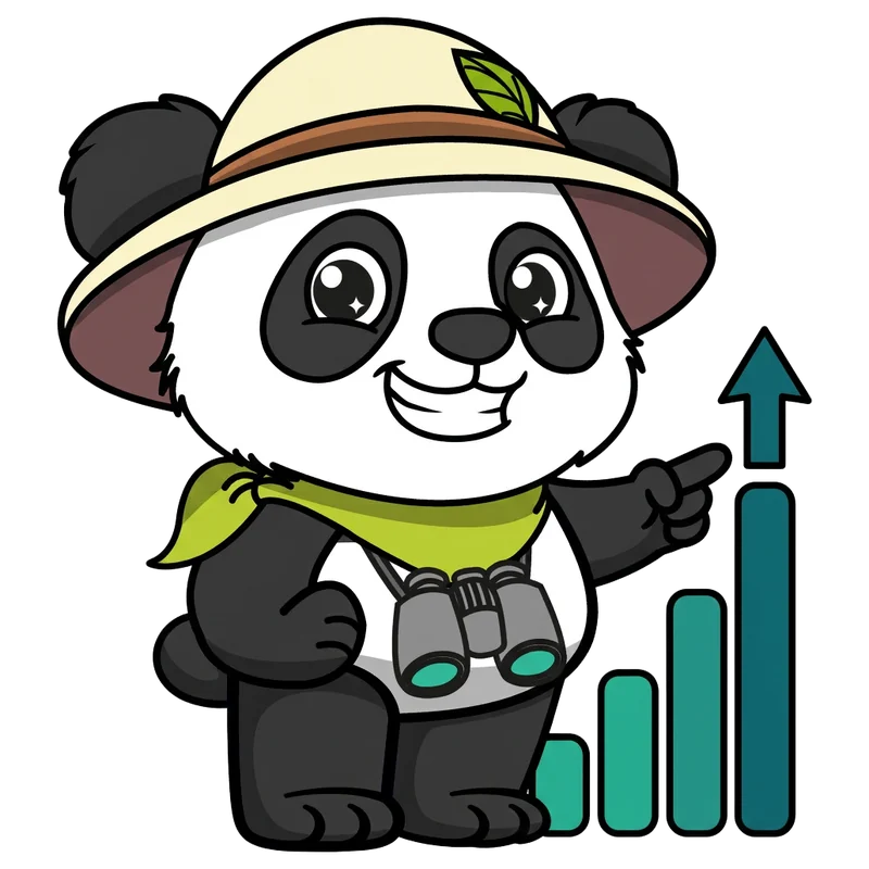 Le panda montre un graphique en progression